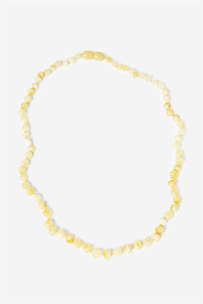 Billede af Lys gul farvet Rav halskæde voksen - 100% naturligt materiale